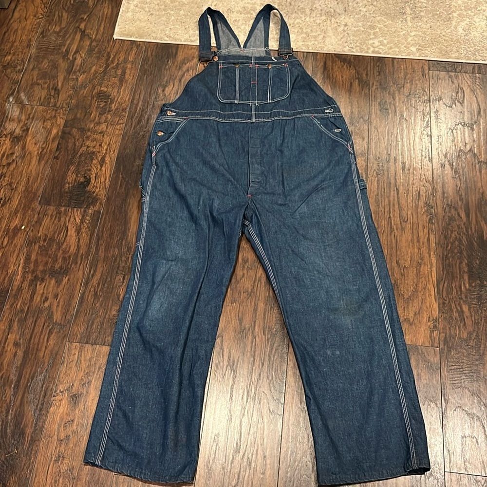 Vintage 70s Montgomery Ward Denim Chambray Overalls 38 by 30 Union Made in USA
